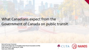 What Canadians expect from the Government of Canada on public transit. (Canadian Urban Transit Association/Nanos)